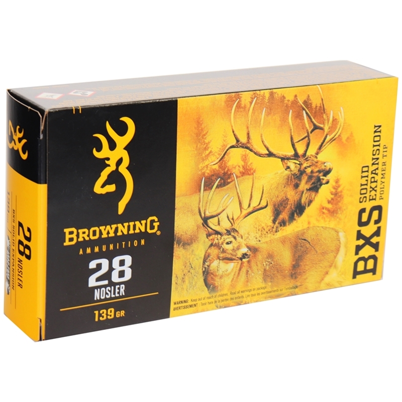 Browning BXS 28 Nosler Ammo 139 Grain Solid Expansion Polymer Tip