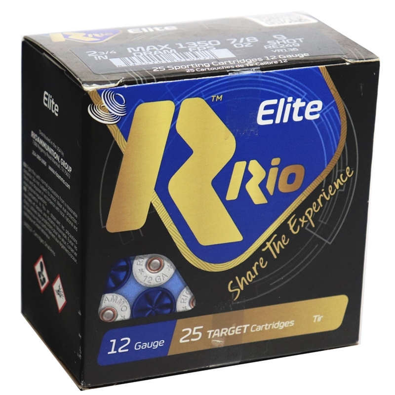 Rio Elite Target 12 Gauge Ammo 2 3/4" 7/8 oz #9 Shot 250 Round Case