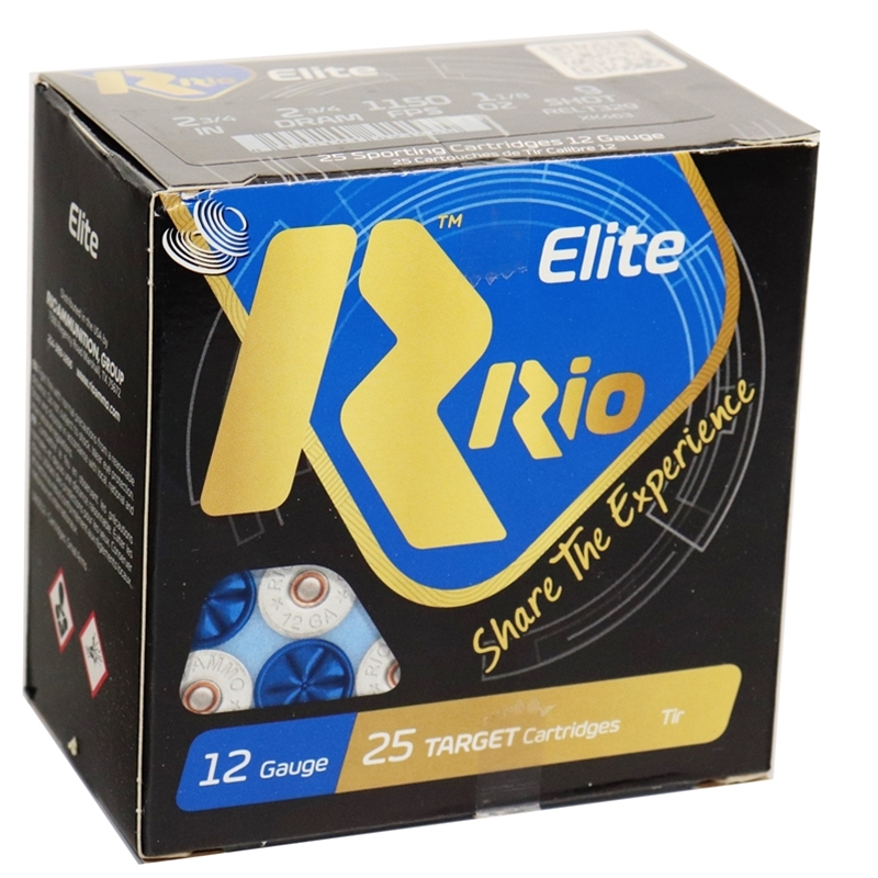 Rio Elite Light 12 Gauge Ammo 2 3/4" 1-1/8oz #9 Shot 250 Round Case