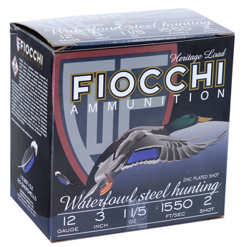 Fiocchi Shooting Dynamics Waterfowl 12 Gauge Ammo 3" 1-1/5oz. #2 Steel Shot 250 Rounds