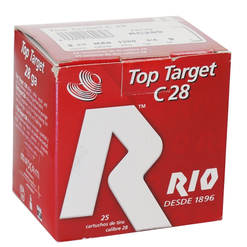 Rio Top Target 28 Gauge Ammo 2-3/4"  3/4 oz #9 Lead Shot 250 Rounds