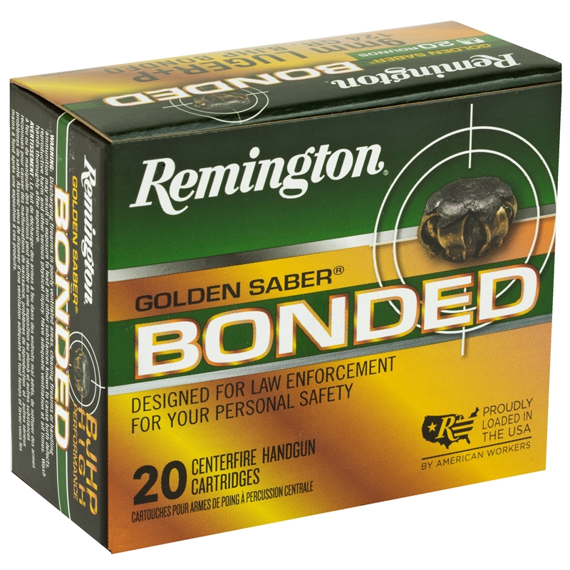 Remington Golden Saber Bonded 9mm Luger Ammo 124 Grain +P Bonded Jacketed Hollow Point