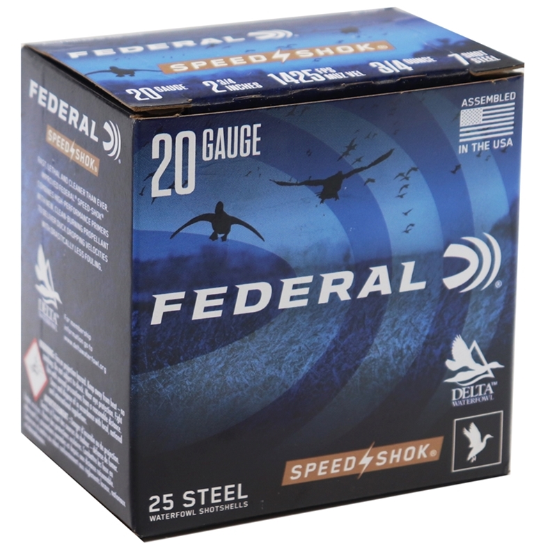 Federal Speed-Shok 20 Gauge Ammo 2-3/4" 3/4 oz #7 Steel 250 Rounds