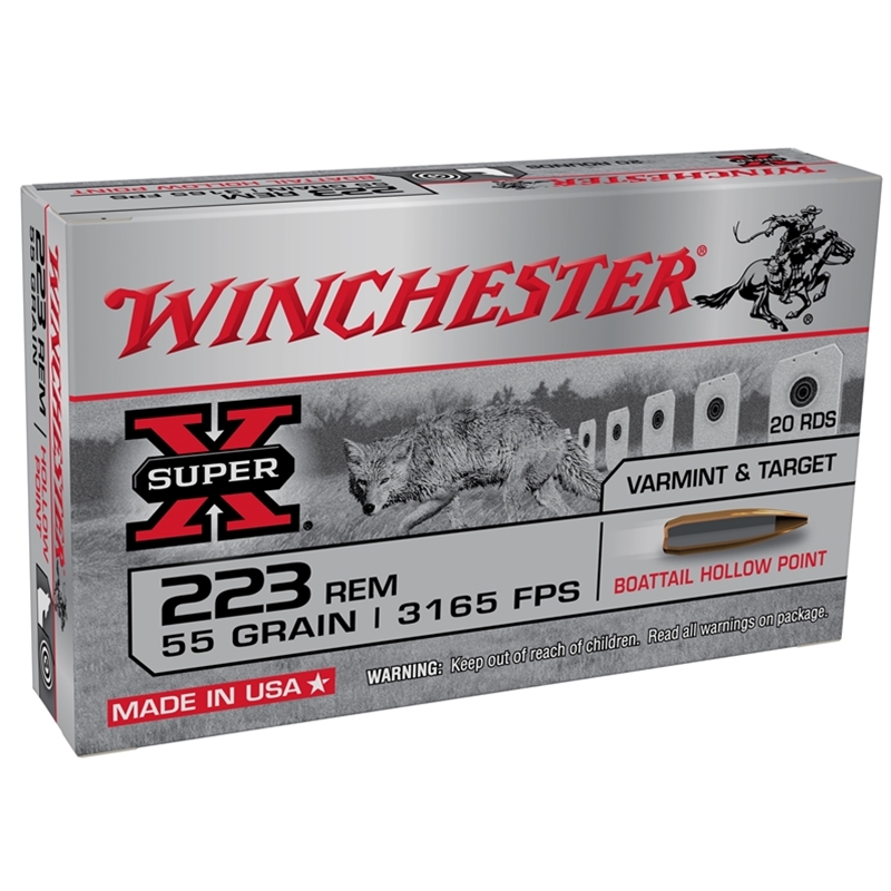 Winchester SUper X 223 Remington Ammo 55 Grain Boat Tail Hollow Point