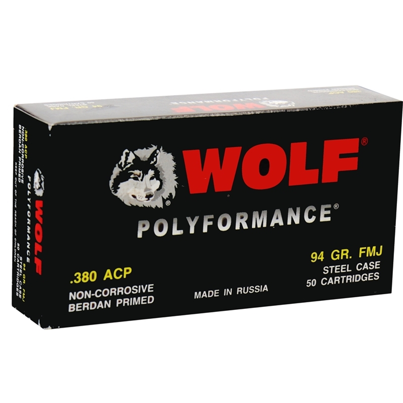 Wolf Polyformance 380 ACP AUTO Ammo 94 Gr FMJ Steel Case - Ammo Deals