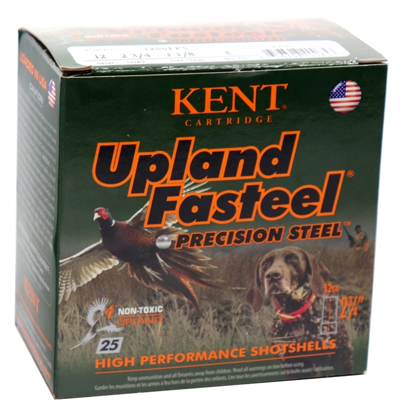 Kent Cartridge Upland Fasteel 12 Gauge Ammo 2-3/4" 1-1/8 oz #5 Precision Steel Shot 250 Round Case