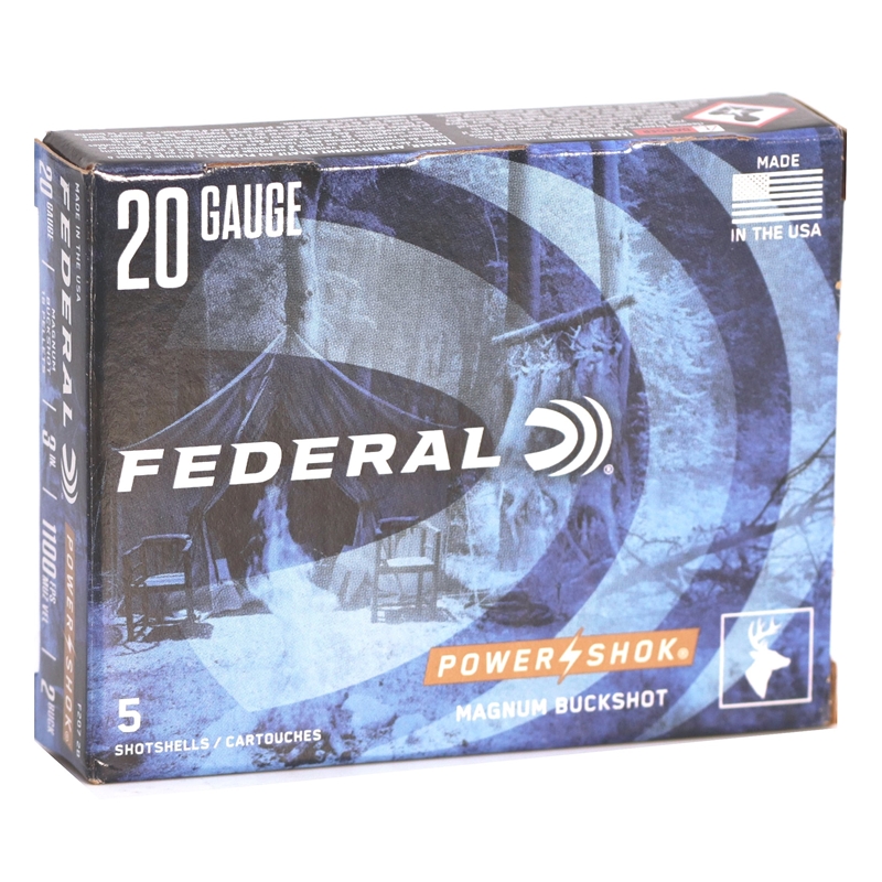 Federal Power-Shok 20 Gauge Ammo 20 Gauge 3" Buffered #2 Buckshot 18 Pellets