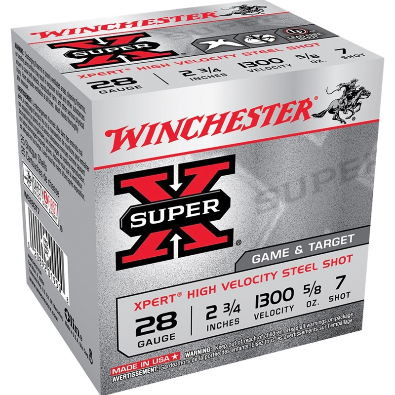 Winchester Super X 28 Gauge Ammo 2-3/4" 5/8 oz #7 High Velocity Steel Shot