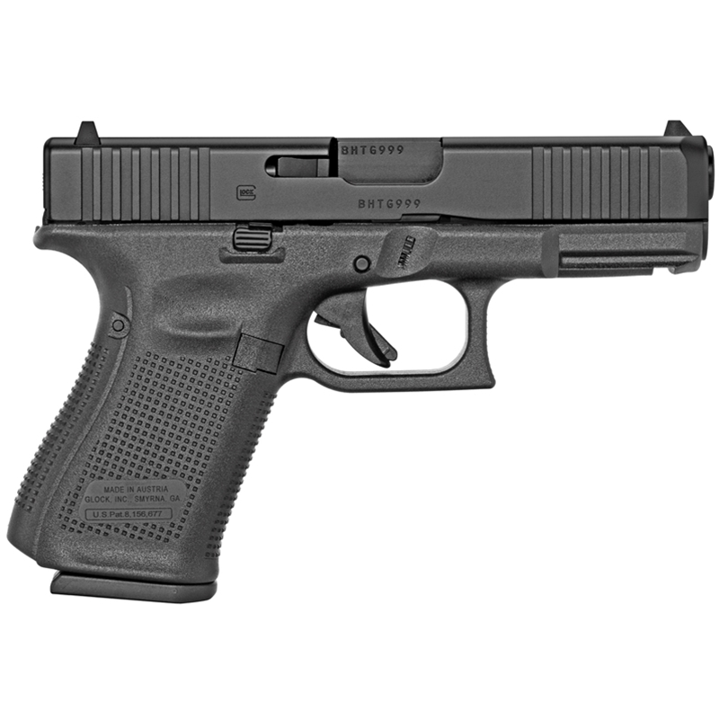 Glock G19 Gen5 Compact 9mm Luger 15+1 Rounds 4.02” Barel Black nDLC Steel with Front Serrations Slide