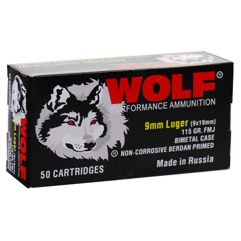 Wolf Performance 9mm Ammo 115 Grain FMJ Bi-Metal Steel Case