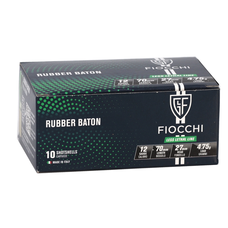 Fiocchi Less Lethal 12 Gauge Ammo 4.8 Gram 2 3/4″ Rubber Baton Slug - 12LEBA10