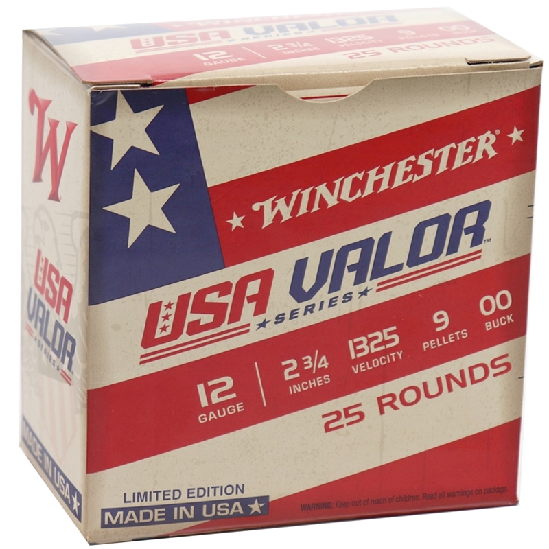 Winchester USA Valor 12 Gauge Ammo 2 3/4" 9 Pellets 00 Buckshot 250 Rounds