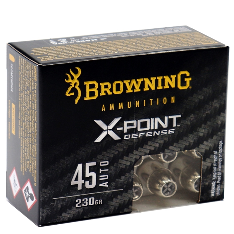Browning X-Point Defense 45 ACP Ammo 230 Grain Jacketed Hollow Point