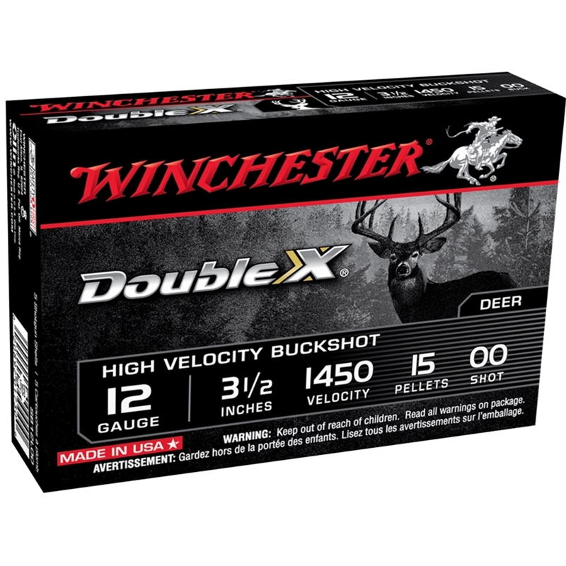 Winchester Double X 12 Gauge Ammo 3 1/2" 00 High Velocity Buckshot 15 Pellets