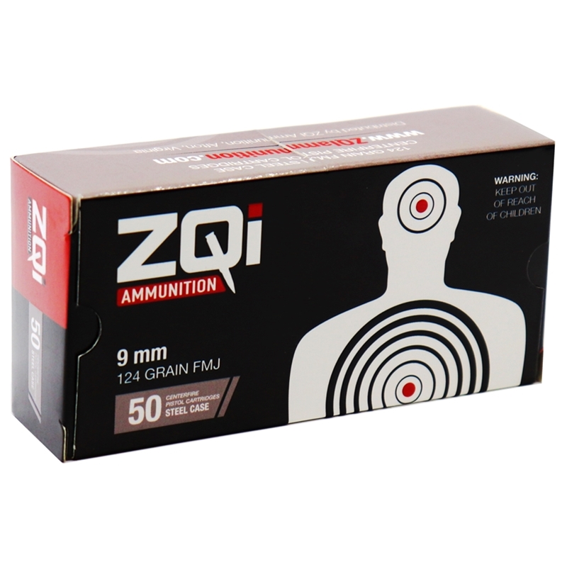 ZQI 9mm NATO Ammo 124 Grain Full Metal Jacket Steel Case