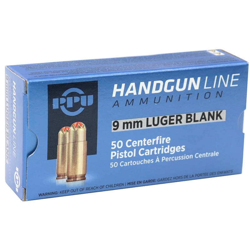 PPU Blank 9mm Luger Ammo Brass Cased *BLANKS*