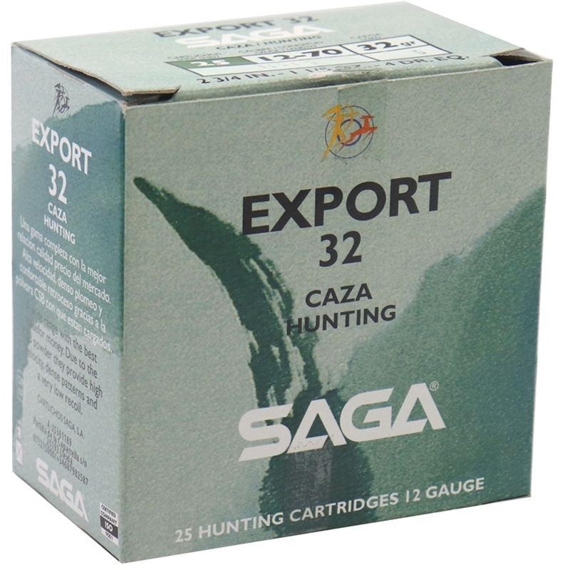 Saga Export Hunting 32 12 Gauge Ammo 2 3/4" 1 1/8 oz #0 Shot 250 Rounds