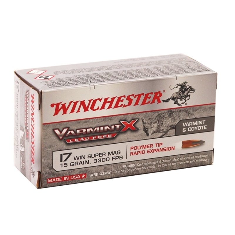 Winchester Super-X 17 Winchester Super Magnum 15 Grain Polymer Tip Lead Free