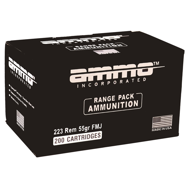 Ammo Inc Range Pack 223 Remington Ammo 55 Grain Full Metal Jacket 200 Cartridges