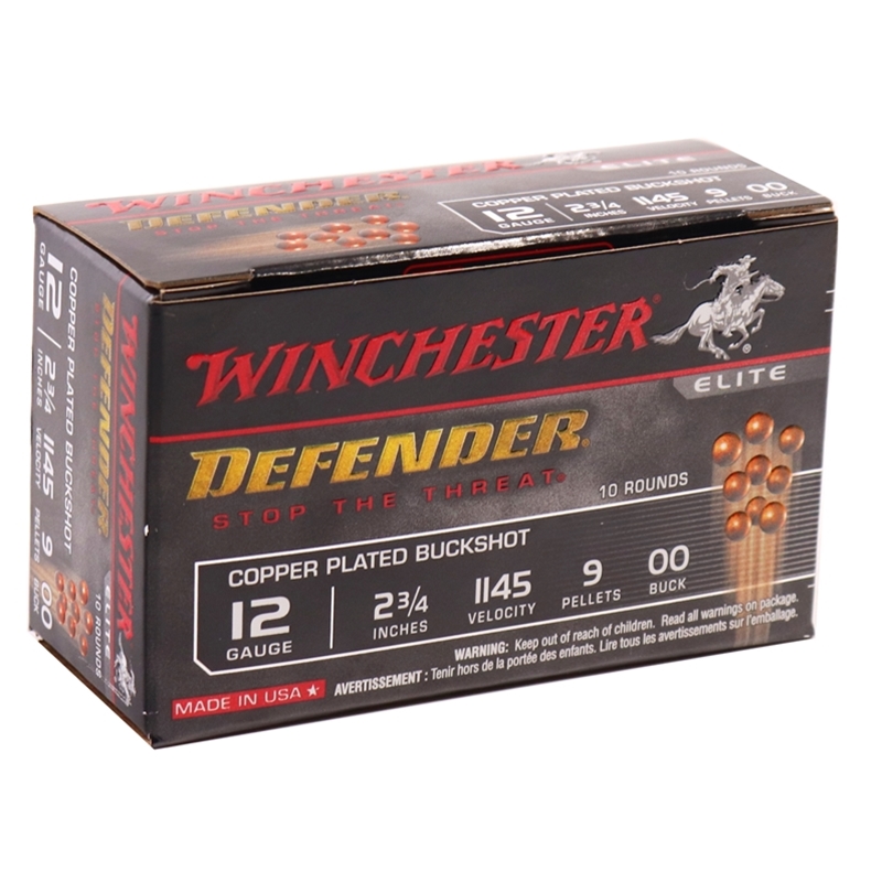 Winchester Defender Elite 12 Gauge Ammo 2 3/4" 00 Plated Buckshot 9 Pellets