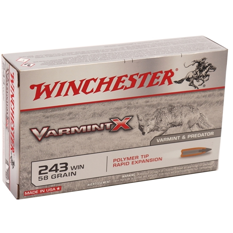 Winchester Varmint X 243 Winchester Ammo 58 Gr Varmintx Rapid Expansion