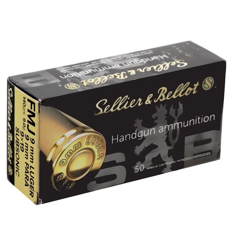 Sellier & Bellot 9mm Luger Ammo 140 Grain Subsonic Full Metal Jacket