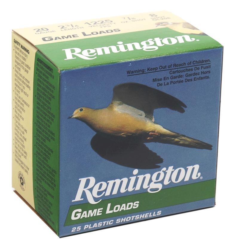 Remington Game Loads 20 Gauge Ammo 2 3/4" 7/8 oz. #8 Shot