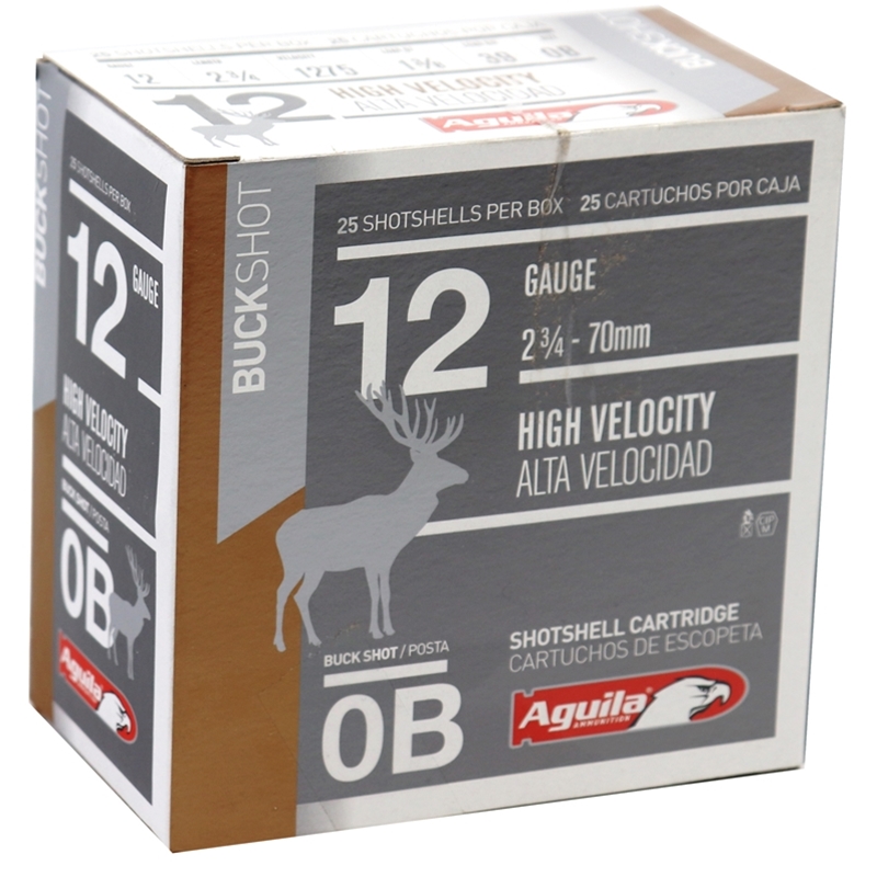 Aguila High Velocity 12 Gauge Ammo 2-3/4" 1 3/8 oz #0 Buckshot