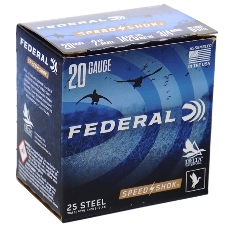 Federal Speed-Shok 20 Gauge Ammo 2-3/4" 3/4 oz #6 Steel 250 Rounds