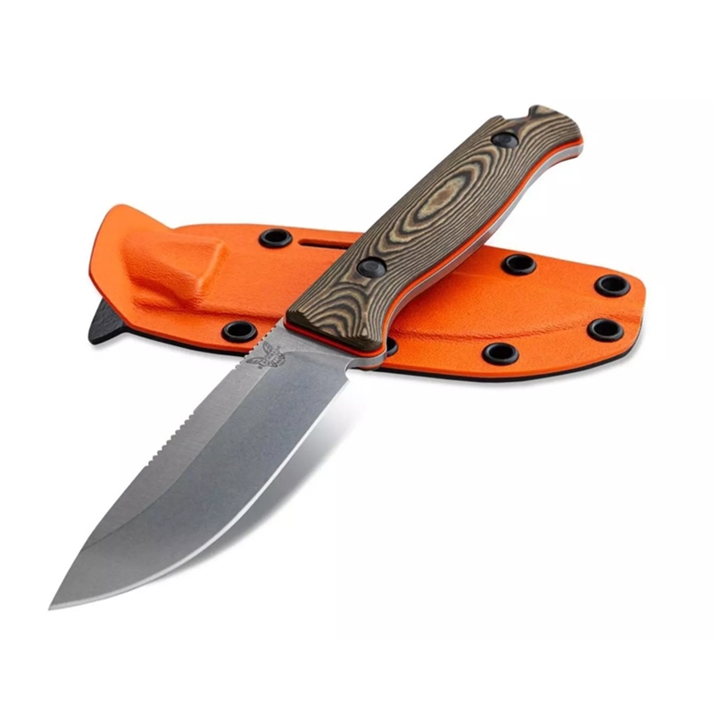 Benchmade Saddle Mountain Skinner Richlite Orange G-10 Handle Stonewash Blade