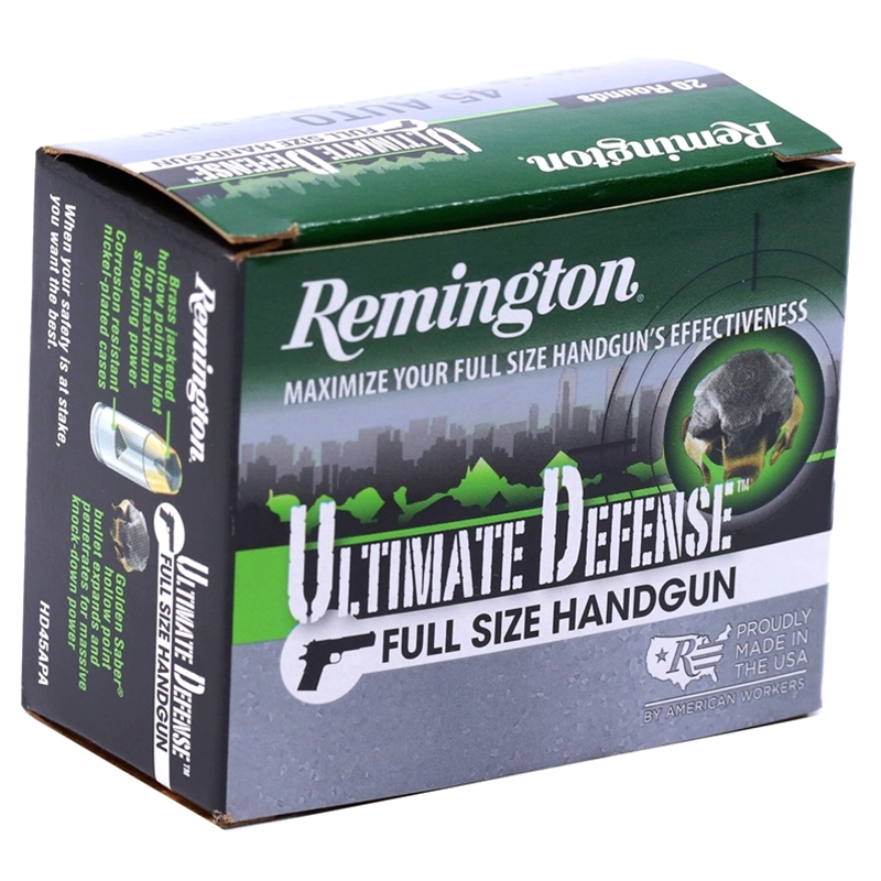 Remington Golden Saber Ultimate Defense 45 ACP Auto Ammo 185 Grain BJHP