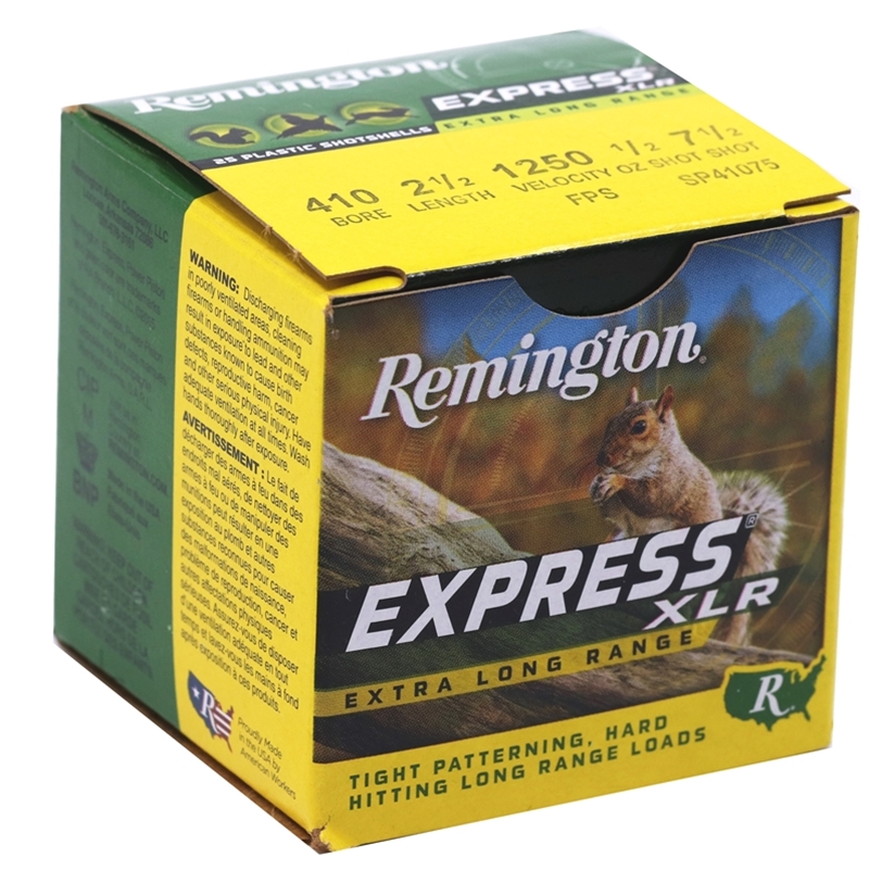 Remington  Express Extra Long Range 410 Bore Ammo 2-1/2" 1/2 oz 7.5 Lead Shot