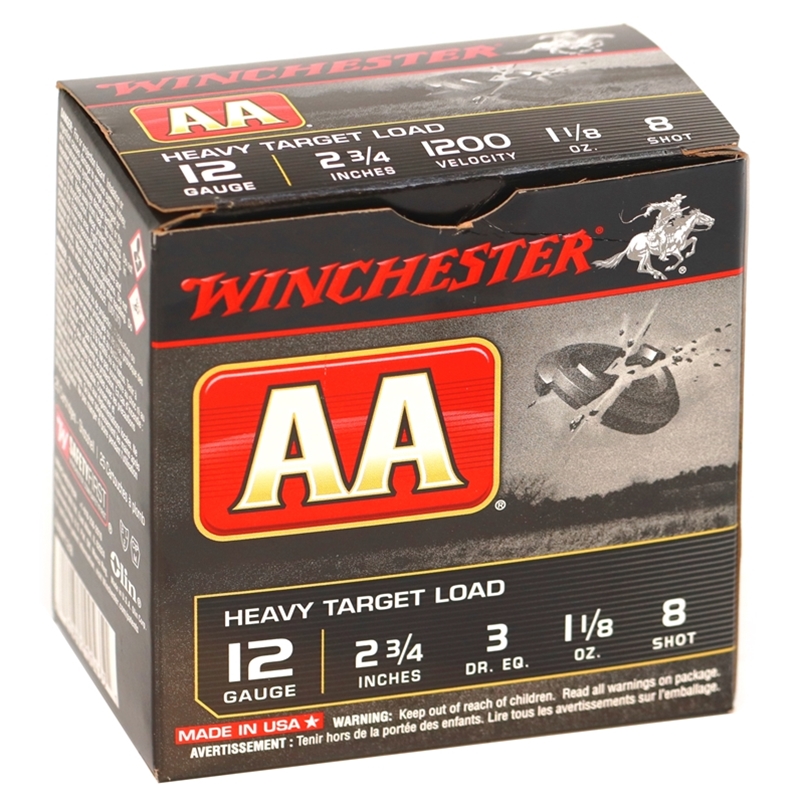 Winchester Heavy Target Load AA 12 Gauge 2 3/4"-1 1/8oz. #8 Shot 250 Rounds Case