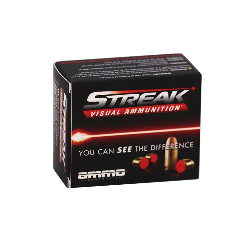 Ammo Inc Streak 9mm Luger Ammo 124 Grain  Jacketed Hollow Point Red Cold Tracer