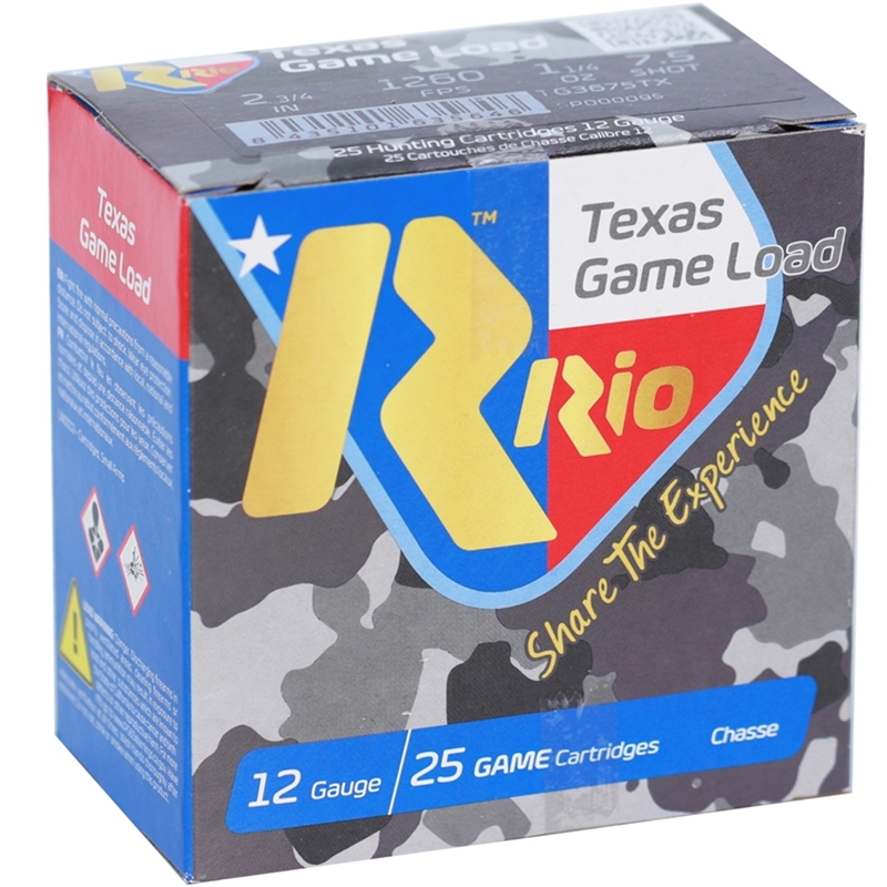 Rio Texas Game Load 12 Gauge Ammo 2 3/4" 1 1/4 oz #7.5 Shot 250 Rounds