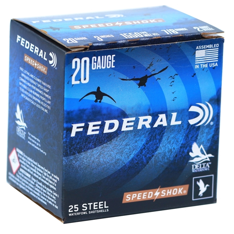 Federal Speed-Shok Waterfowl Steel 20 Gauge Ammo 3" 7/8 oz #2 Steel 250 Rounds