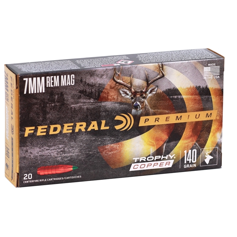 Federal Premium 7mm Remington Magnum Ammo 140 Grain Trophy Copper - P7RTC2
