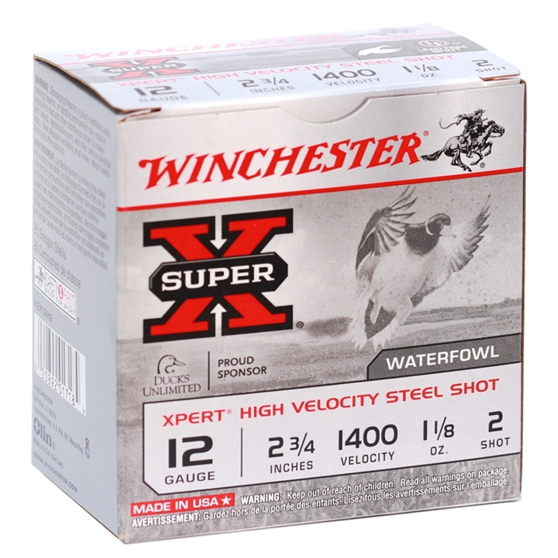 Winchester Super-X Xpert HV 12 Gauge Ammo 2-3/4" 1-1/8 oz. #2 Non-Toxic Steel Shot 250 Rounds