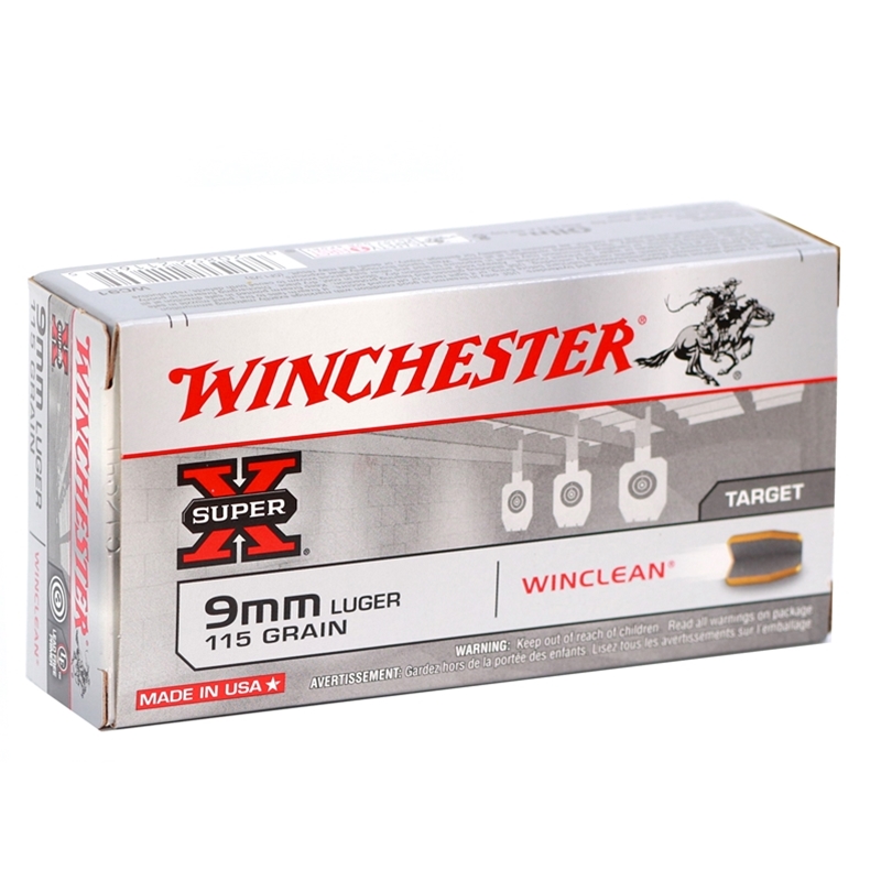 Winchester USA WinClean 9mm Luger Ammo 115 Grain Brass Enclosed Base