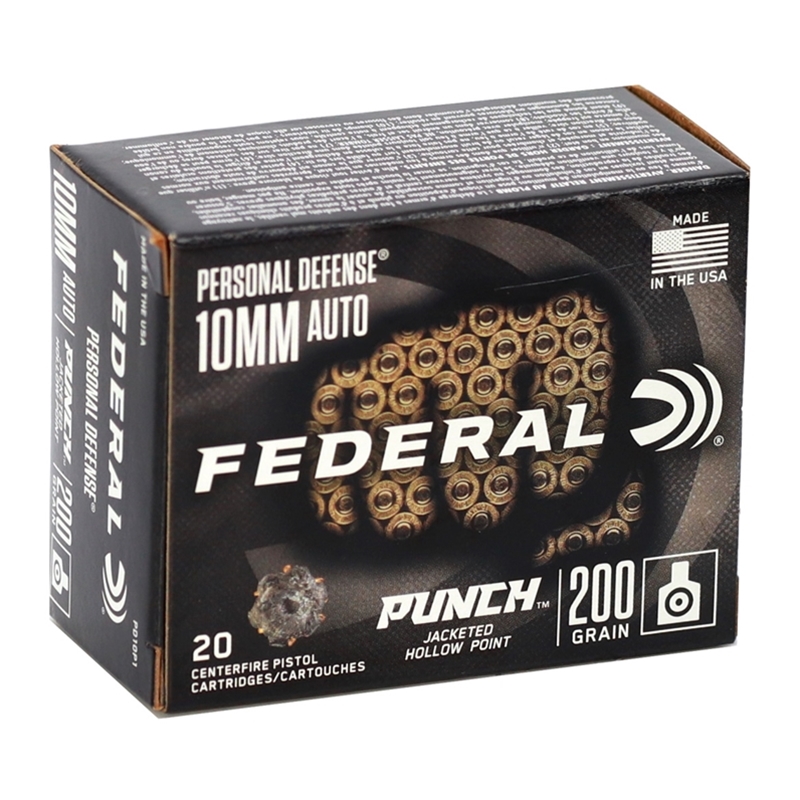 Federal Personal Defense Punch 10mm Ammo 200 Grain Jacketed Hollow Point