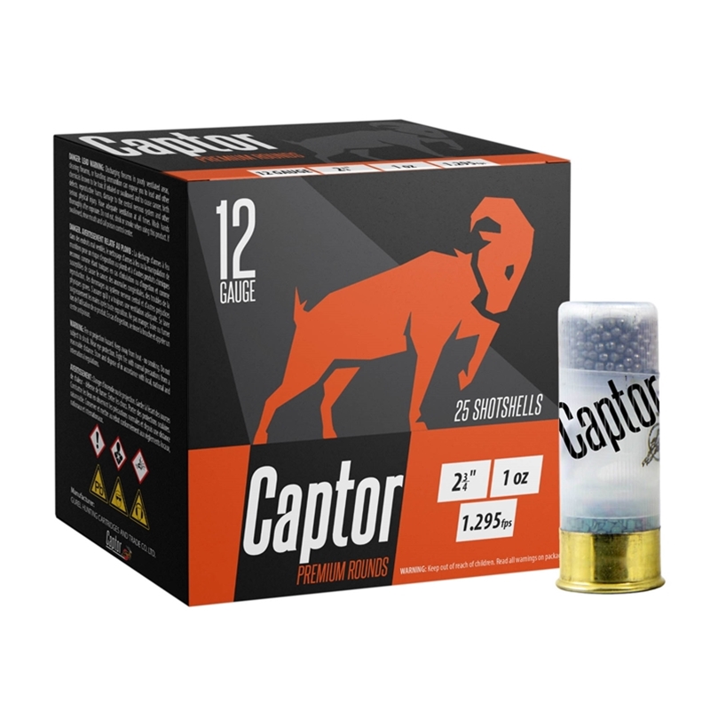 Captor Hunting Cartridges 12 Gauge Ammo 2 3/4" 1oz Bior Wad 7.5 Shot 250 Round Case