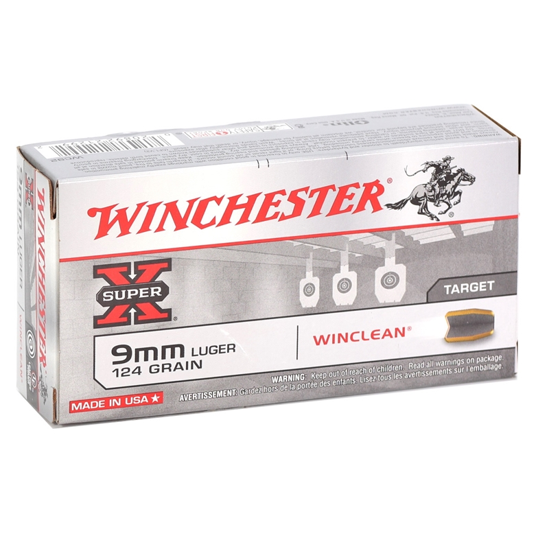 Winchester USA WinClean 9mm Luger Ammo 124 Grain Brass Enclosed Base