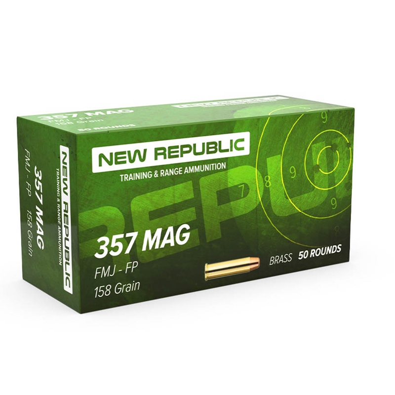 New Republic Training and Range 357 Magnum Ammo 158 Grain Full Metal Jacket Flat Point - RTR357BR