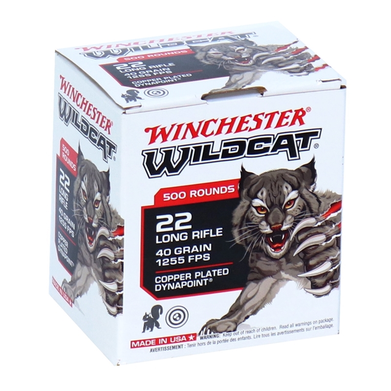 Winchester Wildcat Dynapoint 22 Long Rifle Ammo 40 Grain Plated Hollow Point