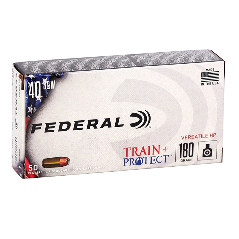 Federal Train + Protect 40 S&W Ammo 180 Grain Versatile Hollow Point