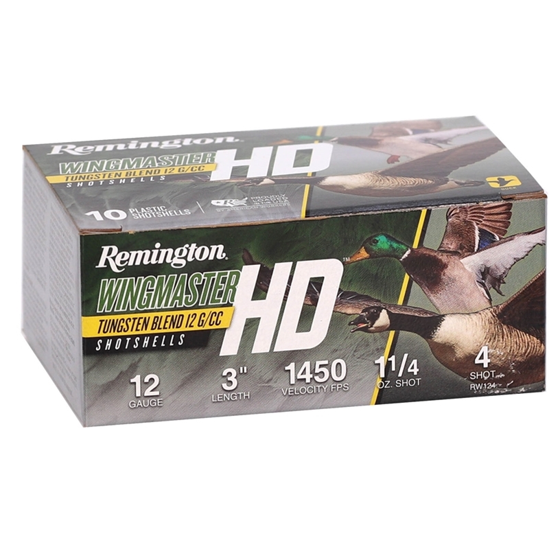 Remington Wingmaster 12 Gauge Ammo 3" 1 1/4 oz #4 Shot Tungsten Alloy Shot