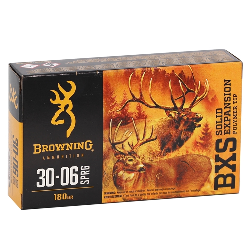 Browning BXS 30-06 Springfield Ammo 180 Grain Solid Copper Polymer Tip Boat Tail Lead-Free