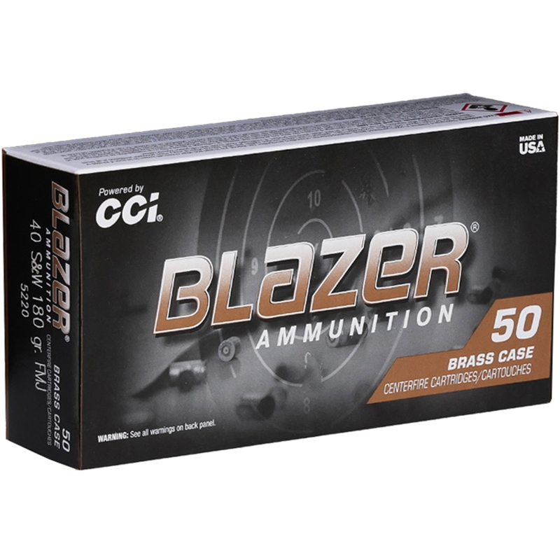 CCI Blazer Brass 40 S&W Ammo 180 Grain Full Metal Jacket - 5220