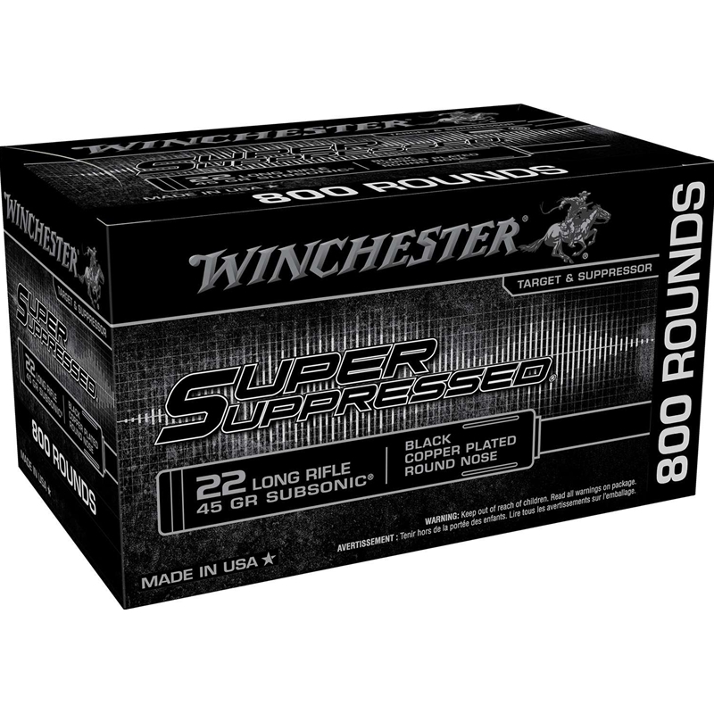 Winchester Super Suppressed 22 Long Rifle Ammo 45 Grain Lead Round Nose - SUP22LRB