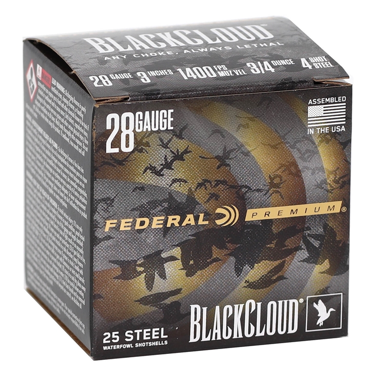 Federal Black Cloud 28 Gauge Ammo 3″ 3/4 oz #4 Steel Shot - PWBX2854
